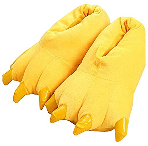 YELAN Unisex Soft Plüsch Haus Hausschuhe Tier Kostüm Pfote Claw Schuhe Lustige Hausschuhe Warme Hausschuhe (35/39, Yellow, numeric_35) von YELAN