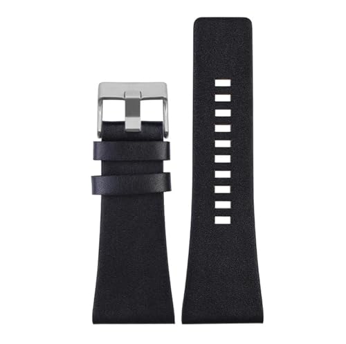 YELEMEABHB Lederarmband passend for Diesel DZ7406 DZ7408 DZ4280 DZ4343 Uhrenarmband 22 mm 24 mm 26 mm 28 mm 30 mm 32 mm 34 mm Herrenarmband Uhrenarmband(Black Silver,30mm) von YELEMEABHB