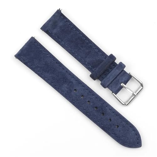 YELEMEABHB Wildleder-Armband 16 mm 17 mm 18 mm 19 mm 20 mm 22 mm Handgefertigtes Näh-Schnellverschluss-Uhrenarmband for Uhrenzubehör Uhrenarmband(Dark blue,22mm) von YELEMEABHB