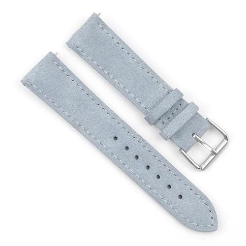 YELEMEABHB Wildleder-Armband 16 mm 17 mm 18 mm 19 mm 20 mm 22 mm Handgefertigtes Näh-Schnellverschluss-Uhrenarmband for Uhrenzubehör Uhrenarmband(Light blue,18mm) von YELEMEABHB