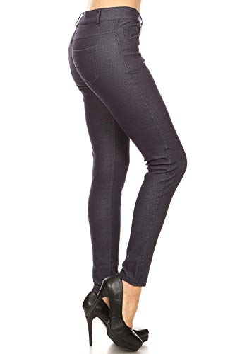 YELETE Damen Jegging-Strumpfhose mit fünf Taschen, Stretch - Blau - Groß von YELETE