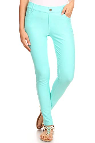 YELETE Damen Jegging-Strumpfhose mit fünf Taschen, Stretch - Blau - Klein von YELETE