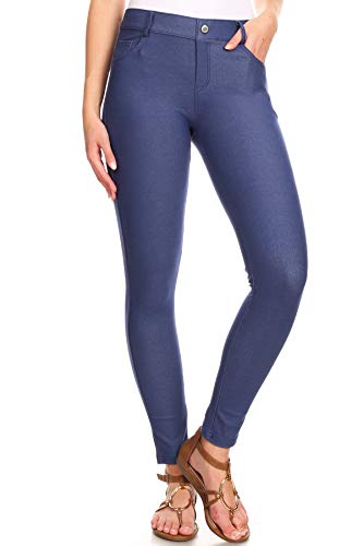 YELETE Damen Jegging-Strumpfhose mit fünf Taschen, Stretch - Blau - Mittel von YELETE