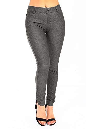 YELETE Damen Jegging-Strumpfhose mit fünf Taschen, Stretch - Grau - Mittel von YELETE