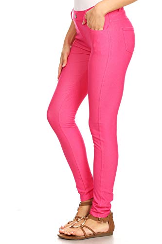 YELETE Damen Jegging-Strumpfhose mit fünf Taschen, Stretch - Pink - Klein von YELETE