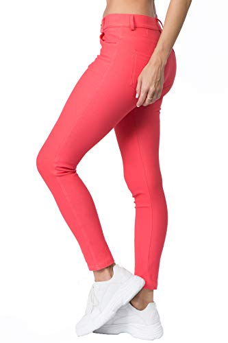 YELETE Damen Jegging-Strumpfhose mit fünf Taschen, Stretch - Pink - Mittel von YELETE
