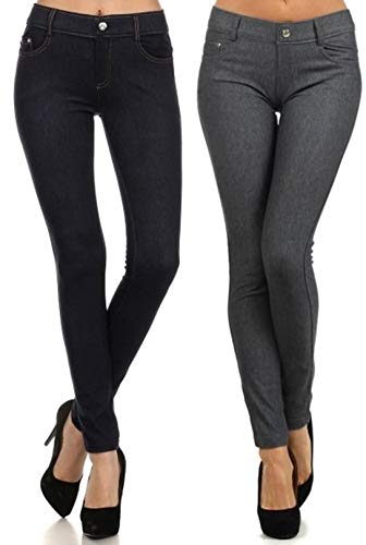 YELETE Damen Jegging-Strumpfhose mit fünf Taschen, Stretch - Schwarz - Groß von YELETE