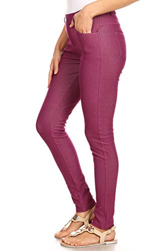 YELETE Damen Jegging-Strumpfhose mit fünf Taschen, Stretch - Violett - Mittel von YELETE