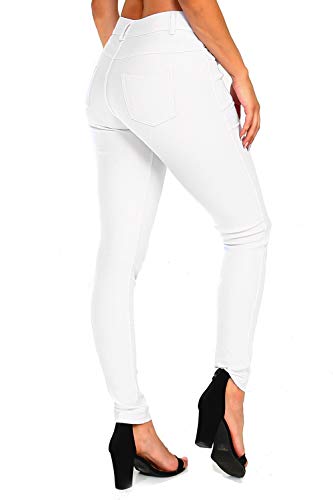 YELETE Damen Jegging-Strumpfhose mit fünf Taschen, Stretch - Weiß - Groß von YELETE