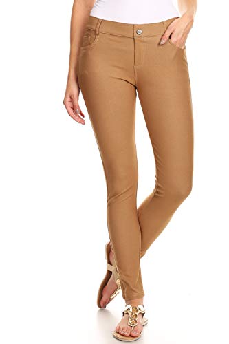 YELETE Damen Jegginghose Basic Five Pocket Stretch - Braun - Mittel von YELETE