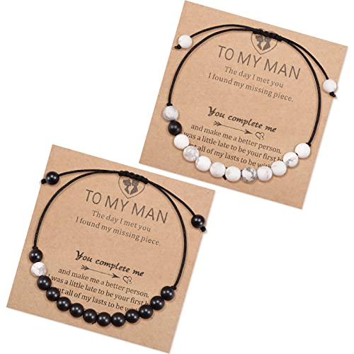 YELUWA 2 Pcs Geschenke Für Männer, Ehemann Geschenke Von Frau, Für Meinen Mann Armband Für Ihn Ehemann Freund Jahrestag Geburtstag Geschenke Ich Liebe Dich Geschenke Ihn Freund Verlobte Valentinstag von YELUWA