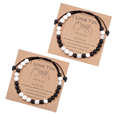 YELUWA 2 Pcs Ich Liebe Dich Morse Code Armbänder Liebe Paare Passend Armbänder Freund Freund Freundin Fernbeziehung Armband Valentinstag Geburtstag Geschenke Für Freund Freundin Ihn Sie Frauen Männer von YELUWA