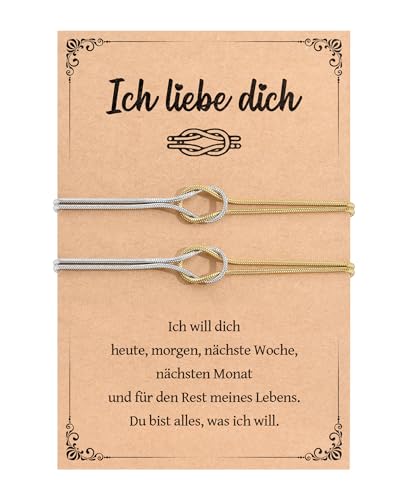 YELUWA 2 Pcs Partner Armbänder, Partner Geschenke Paar Geschenke Pärchen Armband Paare Valentinstag Jahrestag Weihnachtstag für Ihn Sie Mann Frau Freunde Ehemänner Ehefrauen Freundinnen Gold & Silber von YELUWA