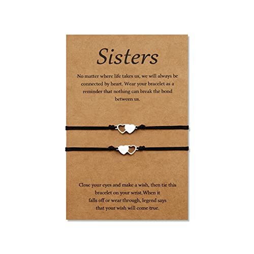 YELUWA 2 Pcs Schwestern Armband Beste Freundschaft Herz Übereinstimmung Lang Entfernung Armbänder Schmuck Schwester Geschenke für Schwester Geburtstag Beziehung für Mädchen Frauen Mutter Tochter von YELUWA