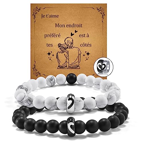 YELUWA 2PCS Paar Armbänder Matching Half Heart Ring für Männer Frauen seine und ihre Lover Armbänder Freund Freundin Valentinstag Geschenke für Ehemann Frau Hochzeit Geburtstag GeschenkeFR von YELUWA