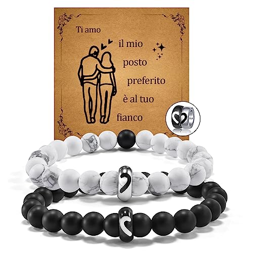 YELUWA 2PCS Paar Armbänder Matching Half Heart Ring für Männer Frauen seine und ihre Lover Armbänder Freund Freundin Valentinstag Geschenke für Ehemann Frau Hochzeit Geburtstag GeschenkeIT von YELUWA