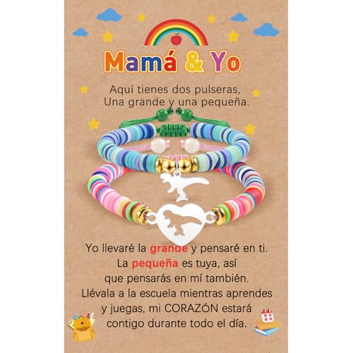 YELUWA 2PCS Zurück Zu Schule Geschenke Mutter Sohn Armband Mama Und Ich Armband Ersten Tag Der Schule Vorschule Kindergarten Passend Wunsch Dinosaurier Armbänder Set Für Mutter Sohn Jungen ES YELUWA 2PCS Zurück Zu Schule Geschenke Mutter Sohn Armband Mama Und Ich Armband Ersten Tag Der Schule Vorschule Kindergarten Passend Wunsch Dinosaurier Armbänder Set Für Mutter Sohn Jungen ES von YELUWA