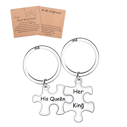 YELUWA 2Pcs Paar Puzzle Schlüsselanhänger, Lang Entfernung Schlüsselanhänger Paar Geschenke Edelstahl Hand Gestempelt Süße Geschenke Mit Geschenkbox Für Freund Freundin (seine Königin Für Ihren König) YELUWA 2Pcs Paar Puzzle Schlüsselanhänger, Lang Entfernung Schlüsselanhänger Paar Geschenke Edelstahl Hand Gestempelt Süße Geschenke Mit Geschenkbox Für Freund Freundin (seine Königin Für Ihren König) von YELUWA