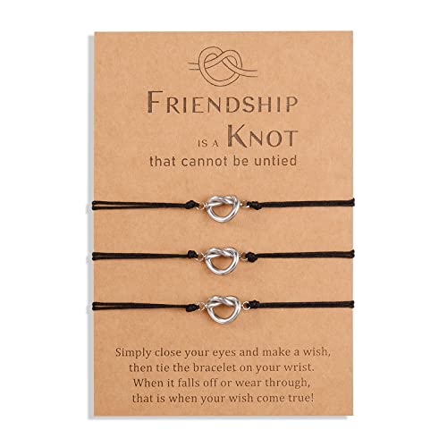 YELUWA 3 Pcs Freundschaft Knoten Unendlichkeit Armbänder Für Beste Freunde Bestie Frauen Mädchen Schwester Bff Brautjungfer Tochter Für Entfernung Übereinstimmung Einstellbare Geburtstag Geschenk von YELUWA