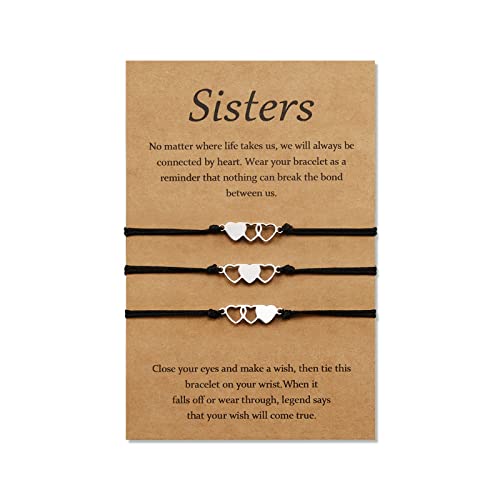 YELUWA 3 Pcs Schwestern Armband Beste Freundschaft Bff Bestie Herz Übereinstimmung Entfernung Armbänder Schmuck Schwester Geschenk Von Schwester Beziehung Geschenk Für Mädchen Frauen Mutter Tochter von YELUWA