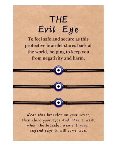 YELUWA 3 Stück Böser Blick Armband Rot Evil Eye Kabbalah Rotes Armbänder Nazar Amulett Rakhi Verstellbare Glück Freundschaft Geschenk für Damen Männer Familie Freund Eltern Weihnachten Geburtstag von YELUWA