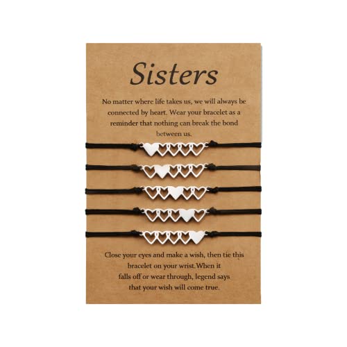 YELUWA 5 Pcs Schwestern Armband Beste Freundschaft Bff Bestie Herz Übereinstimmung Entfernung Armbänder Schmuck Schwester Geschenk Von Schwester Beziehung Geschenk Für Mädchen Frauen Mutter Tochter von YELUWA