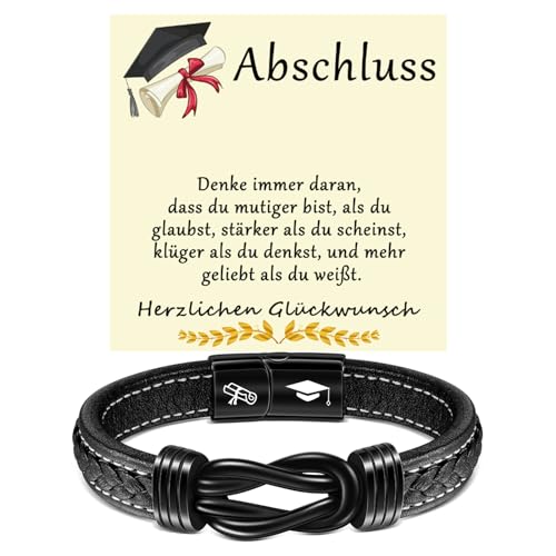 YELUWA Abschluss Geschenke für ihn, Klasse von 2024 Leder Graduierung Armband für ihn Männer Freund Sohn Enkel Neffe Bruder Klassenkamerad Master Grad Hochschule Phd Absolvent Gratulieren Abiturienten von YELUWA