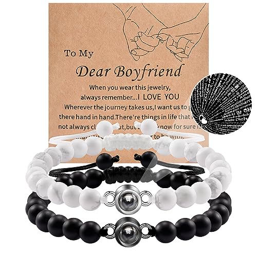 YELUWA Geschenke für Freund von Freundin, Jahrestag Geburtstag Weihnachten Valentinstag Geschenke für ihn Boyfriend Männer Paare Armbänder 100 Sprachen Ich liebe dich Nette Geschenke für Freund von YELUWA