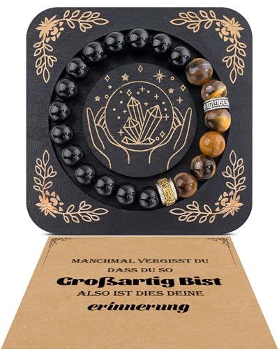 YELUWA Geschenke für Männer Armband Natursteine Mann Idee Original Geschenk Teenager Jungen Geschenke Weihnachten Mann Armband Geschenk für Ehemann Vater Bruder Freund Geburtstagsgeschenk für Männer von YELUWA