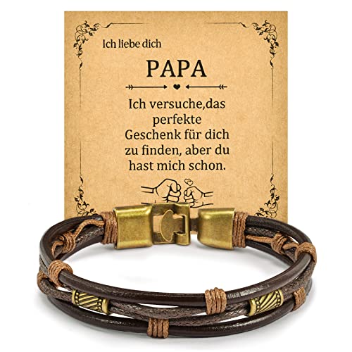 YELUWA Herren Vintage-Lederarmband braun Seil Armband, Geschenk für Papa mit Box und Karte, Vatertag und Geburtstag Geschenk für Papa von Sohn und Tochter YELUWA Herren Vintage-Lederarmband braun Seil Armband, Geschenk für Papa mit Box und Karte, Vatertag und Geburtstag Geschenk für Papa von Sohn und Tochter von YELUWA