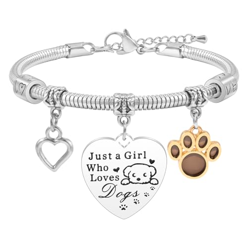 YELUWA Hunde Armband für Mädchen Frauen, Tier Armbänder Nur ein Mädchen das Hunde Liebt Armband Geburtstags Abschlussfeier Inspirierende Armbänder für Mädchen Hunde Liebhaber Freunde Tochter Schwester von YELUWA