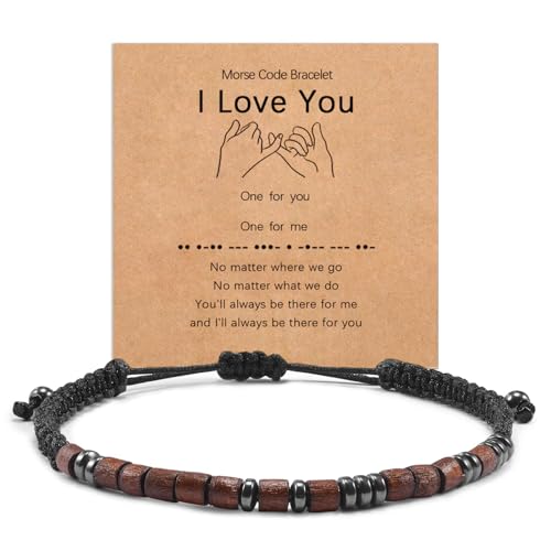 YELUWA Ich Liebe Dich Geschenke Morsezeichen Armbänder für Männer Herren Sohn Geschenk Ehemann Geschenk für Freund Jahrestag Geschenk für Ihn Hochzeitstag Geschenke für Männer zum Valentinstag von YELUWA