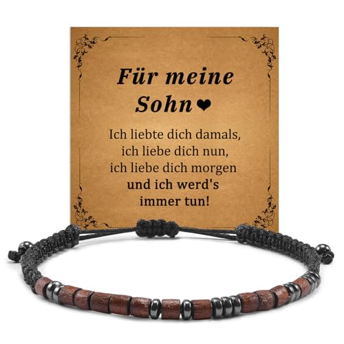 YELUWA Ich liebe dich Morsezeichen Armbänder, Mein Sohn Armband Sohn Geschenke von Mama Papa Mutter Armbänder für Sohn Teenager Jungen Geschenkideen Jungen Geburtstag Geschenke für Jungen Geschenke von YELUWA