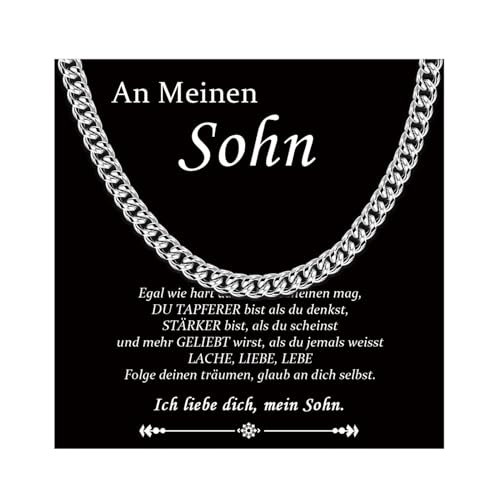 YELUWA Kubanische Halskette Für Sohn, Edelstahl Hip-Hop Gliederkette, Geschenke Für Weihnachten Und Geburtstag (55cm Länge, 6mm Breit) von YELUWA