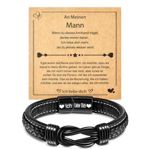 YELUWA Geschenke für Männer, An Meinen Mann Geschenke, Mann Armband, Lederarmband mit Gravur Ich liebe dich Herren Geschenk Weihnachten Jahrestag Hochzeitstag für Ehemann Ihn zum Valentinstag YELUWA Geschenke für Männer, An Meinen Mann Geschenke, Mann Armband, Lederarmband mit Gravur Ich liebe dich Herren Geschenk Weihnachten Jahrestag Hochzeitstag für Ehemann Ihn zum Valentinstag von YELUWA