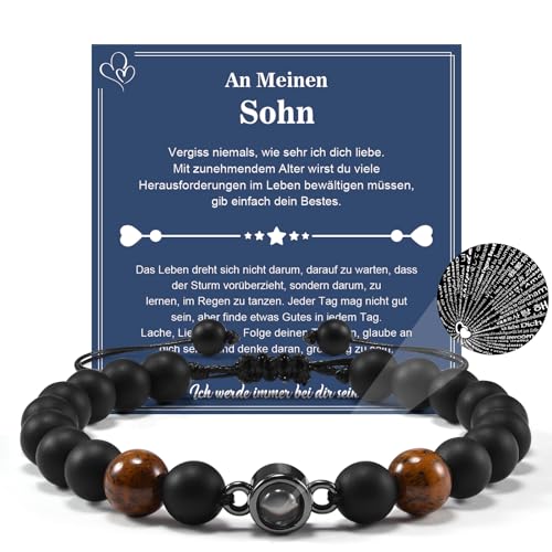 YELUWA Mein Sohn Armband Mutter Sohn Geschenke von Mama Papa Mutter Armbänder für Jungen Weihnachten Teenager Jungen Geschenkideen Geburtstag Geschenke für 12-18 Jährige von YELUWA