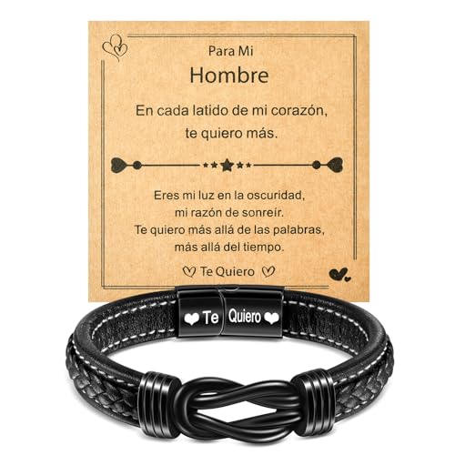 YELUWAn Meinen Mann Geschenke, Mann Armband, Lederarmband mit Gravur Ich liebe dich Herren Geschenk Weihnachten Jahrestag Hochzeitstag für Ehemann Ihn Geschenke für Männer zum Valentinstag ES von YELUWA