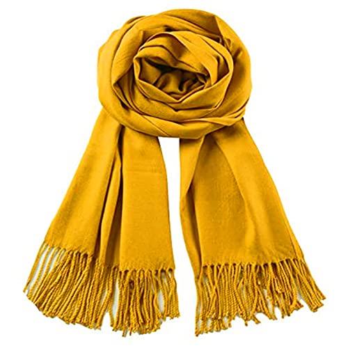 Damen Kaschmir Schal Winter Feinstrick Halstücher Stolen Umschlagtücher Schal Warmes Halstuch Yellow von YELYAN