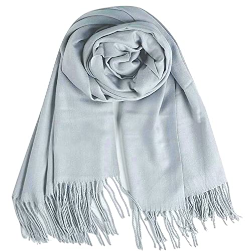 YELYAN Damen Kaschmir Schal Winter Feinstrick Halstücher Stolen Umschlagtücher Schal Warmes Halstuch grey von YELYAN