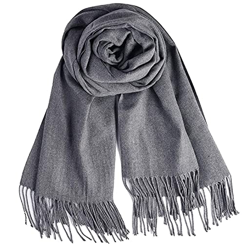 YELYAN Damen Kaschmir Schal Winter Feinstrick Halstücher Stolen Umschlagtücher Schal Warmes Halstuch n-grey von YELYAN