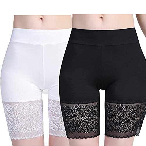 YELYAN Unterhosen Radlerhose Boxershorts Damen Slipshorts Kurze Leggings Radlerhose Sommer Hohe Taille Unterhosen WH+BK-style3 von YELYAN