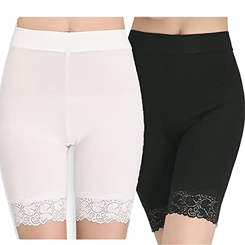 YELYAN Unterhosen Radlerhose Boxershorts Damen Slipshorts Kurze Leggings Radlerhose Sommer Hohe Taille Unterhosen WH+BK von YELYAN