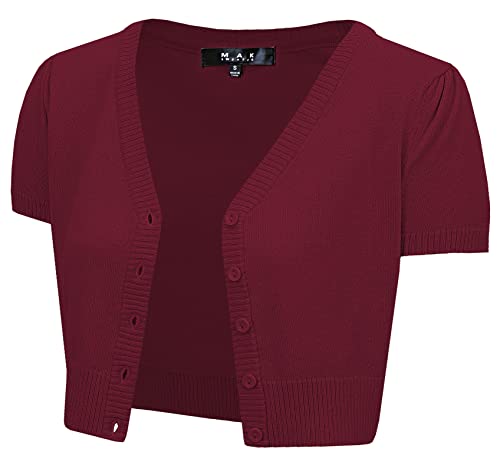 YEMAK Damen Bolero, kurzärmelig, mit Knopfleiste, Gr. S-4X - Rot - Mittel von YEMAK