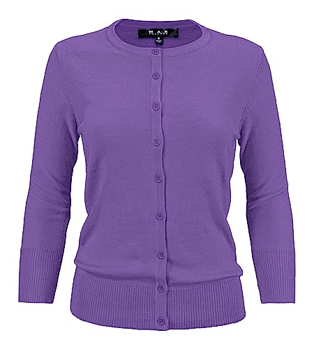 YEMAK Women's Crewneck Button Down Knit Cardigan Sweater Vintage Inspired CO079 (S-3X) von YEMAK