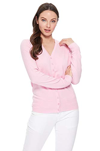 Yeak MK5178 Damen Strickjacke, V-Ausschnitt, Knopfleiste, langärmelig, Gr. S-XL - Pink - Mittel von YEMAK