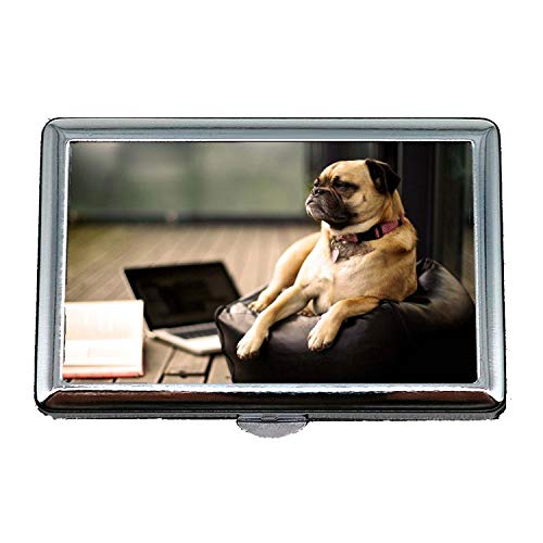 Cute Edelstahl Box oder Zigaretten Fall, Shih Tzu Hund Vodafone Hund, Kreditkartenetui für Frauen Männer von YENDOSTEEN