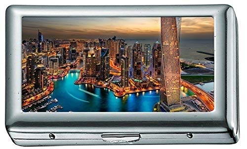 Dubai UAE Gebäude Wolkenkratzer Nacht Zigarette Edelstahl ID oder Zigarettenetui von YENDOSTEEN