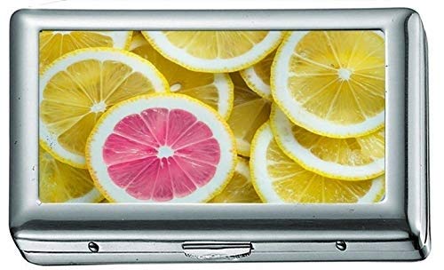 Geschnitten von Citrus Zitronen 997725 Zigarettenetui / -schachtel Visitenkartenetui Edelstahlgehäuse Silber Metall Brieftasche Schutz von YENDOSTEEN