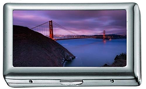 Golden Gate Bridge über dem Gewässer 201072 Zigarettenetui / -schachtel Visitenkartenetui Edelstahlgehäuse Silber Metall Brieftasche Schutz von YENDOSTEEN