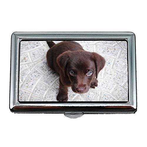 Hard Box Zigarettenetui, Welpe Labrador reinrassigen Retriever Hund Pet Brown, Visitenkartenetui Visitenkartenetui Edelstahl von YENDOSTEEN